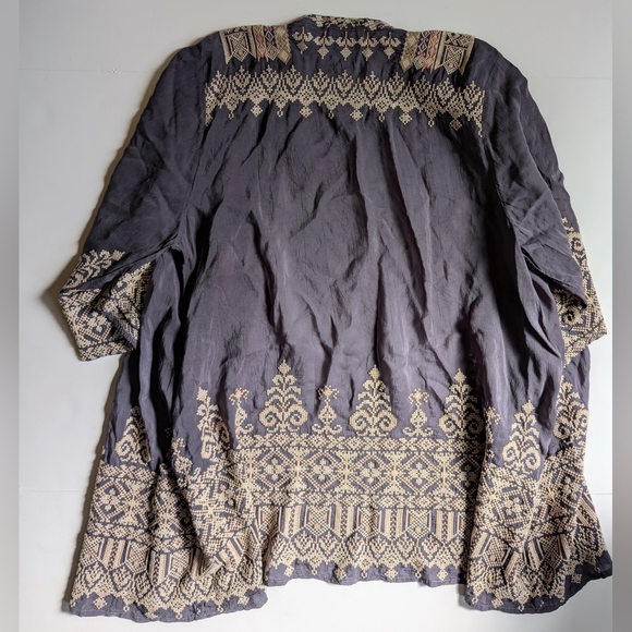 Johnny Was Grey Floral Embroidered 'Helena' Kimono XL - Picture 6 of 10